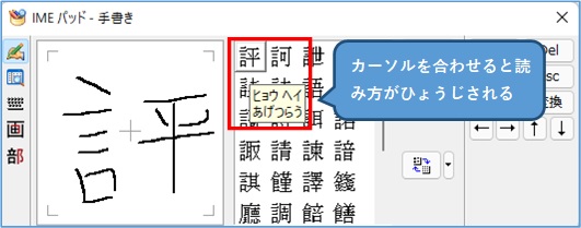 windows11_IMEパッドで漢字の読み方を調べる