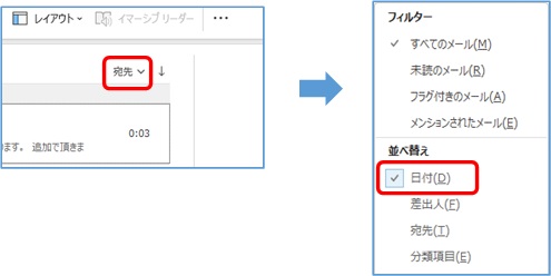 outlook_日付順に変更する