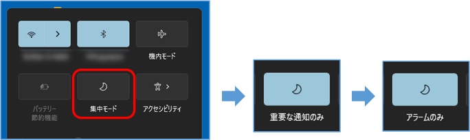 windows11_集中モード切替方法